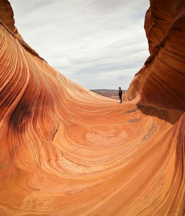 Spectacular red sandstone canyon with unique geological formations